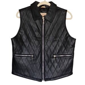 Crossroads Quilted Faux Leather Moto Vest Womens Medium Y2K Edgy Festival